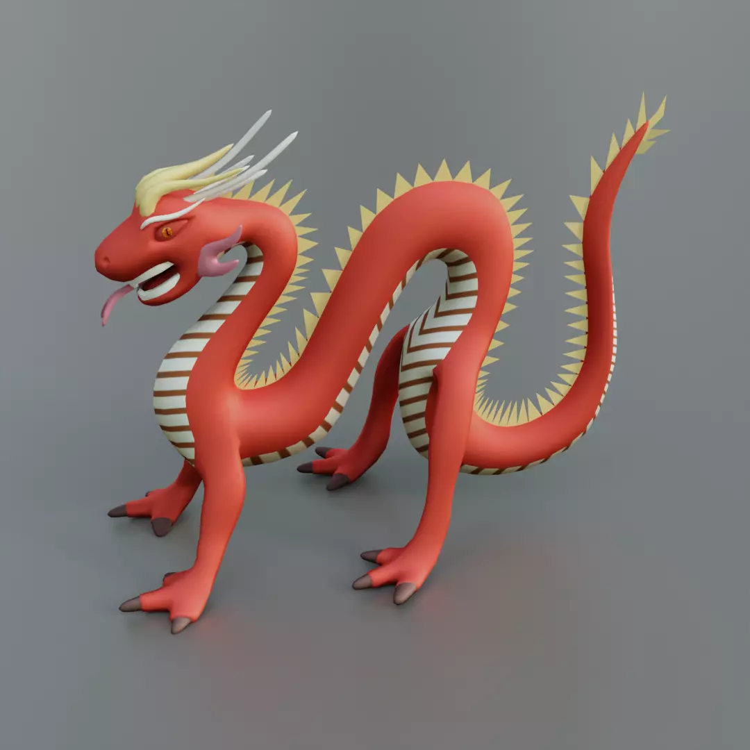 Red Dragon Chinese Low-poly 3D model_0