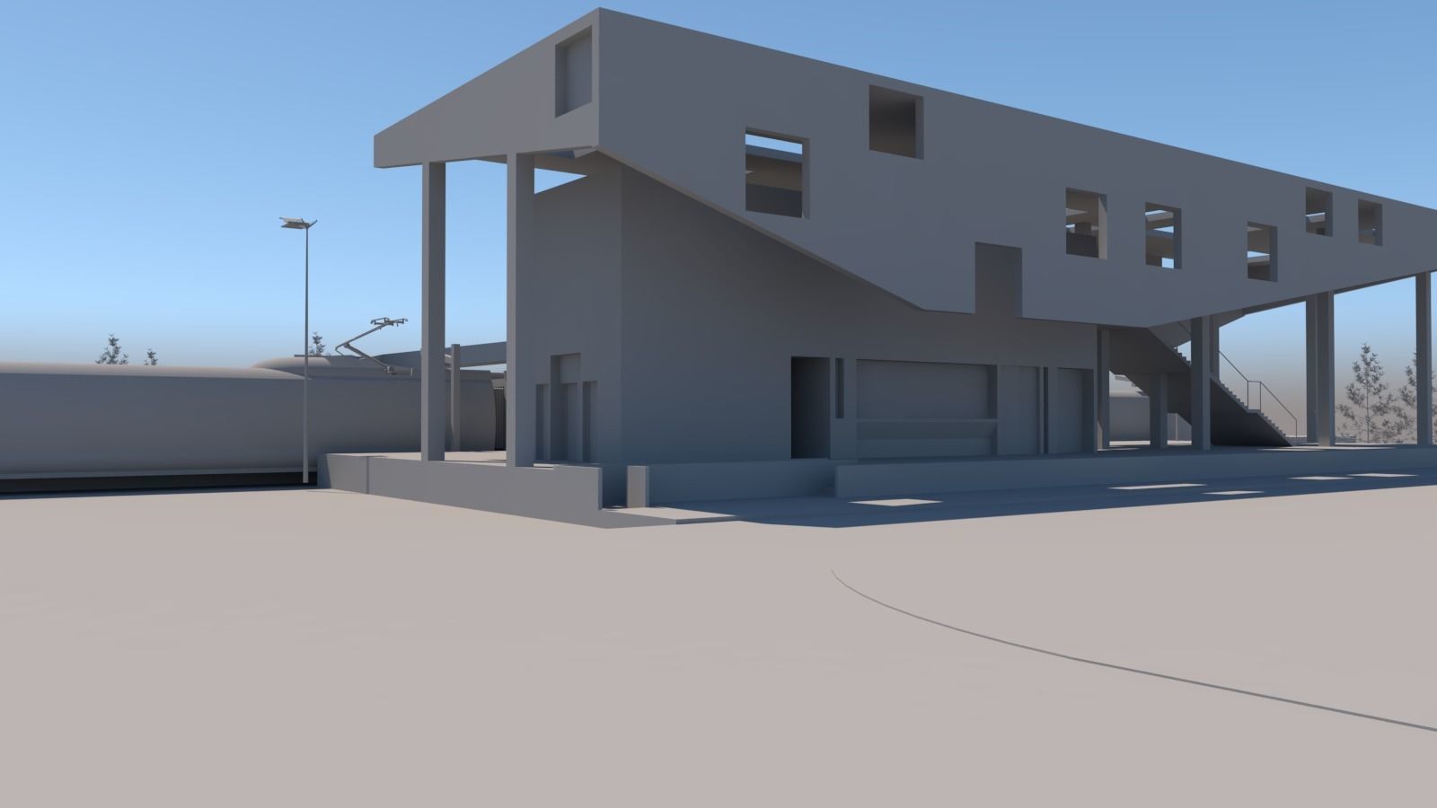 Train Station 3D Low-poly 3D model_2