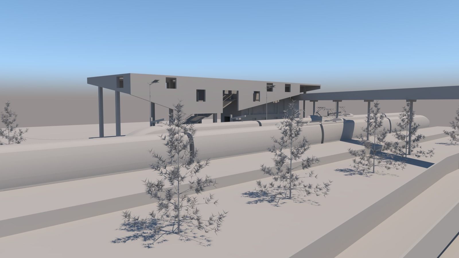 Train Station 3D Low-poly 3D model_3