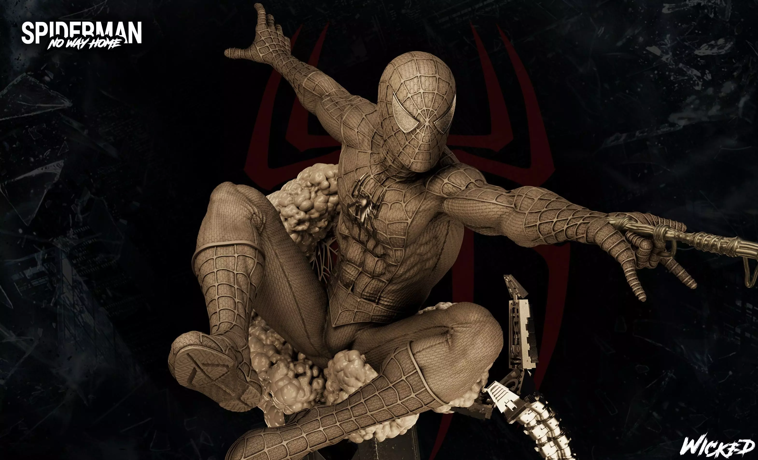 Wicked Marvel Spider man Sculpture 3D print model 3D print model_0