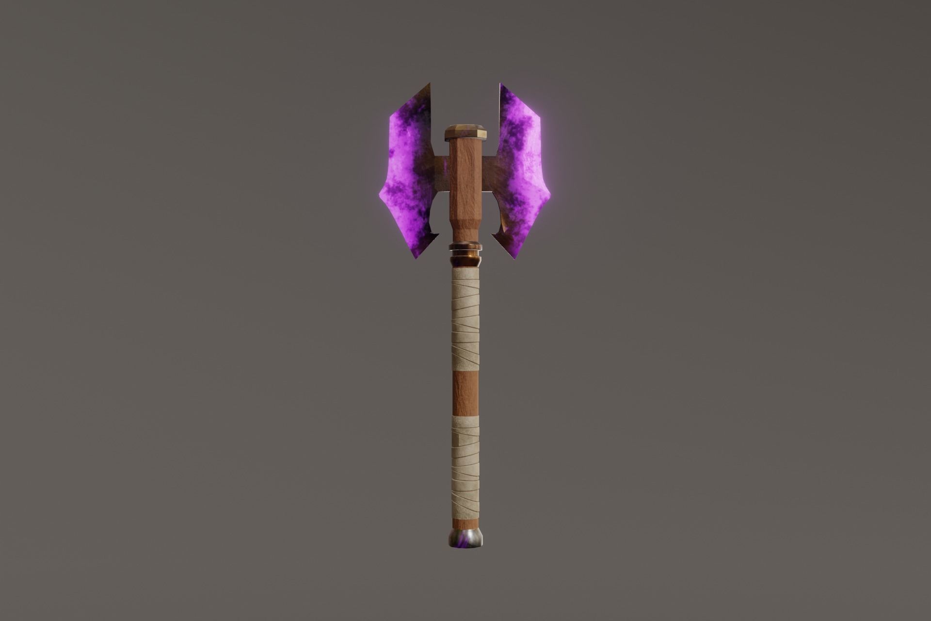 Double Bit Shadow Axe - Elemental Battle Axe - Model 01 Low-poly 3D model_4