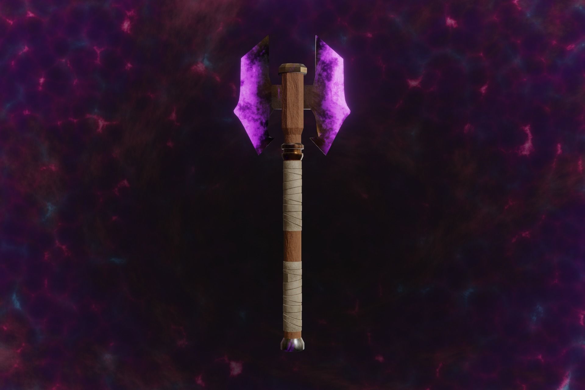 Double Bit Shadow Axe - Elemental Battle Axe - Model 01 Low-poly 3D model_3