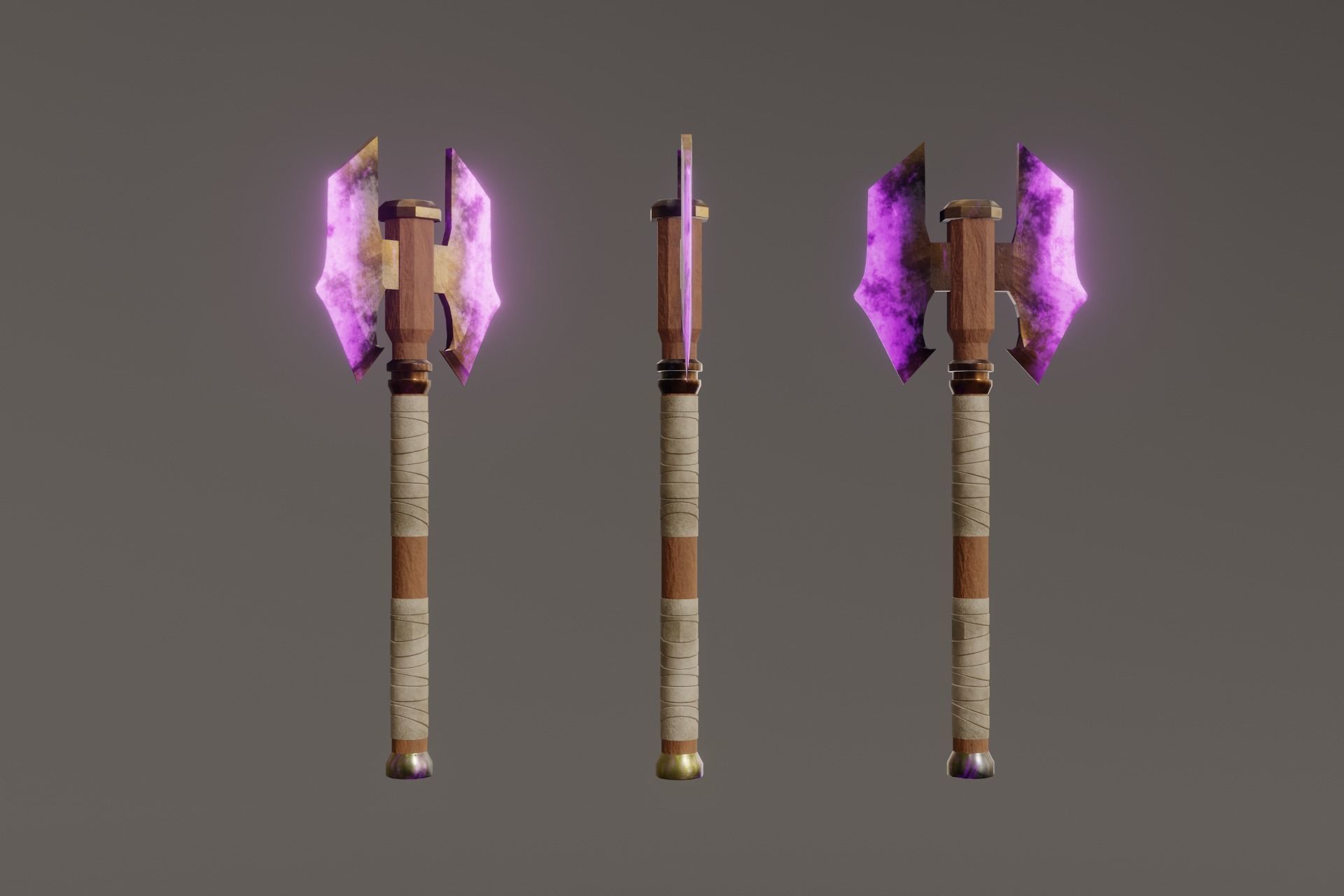 Double Bit Shadow Axe - Elemental Battle Axe - Model 01 Low-poly 3D model_2