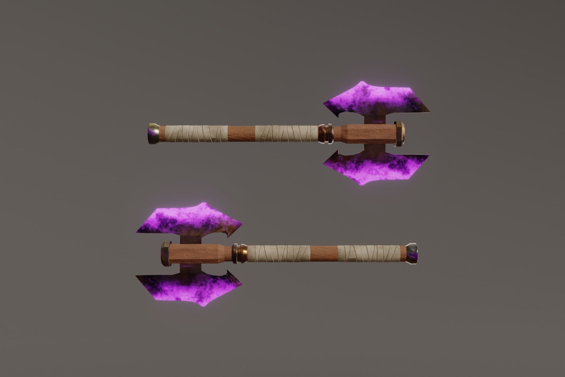 Double Bit Shadow Axe - Elemental Battle Axe - Model 01 Low-poly 3D model_5