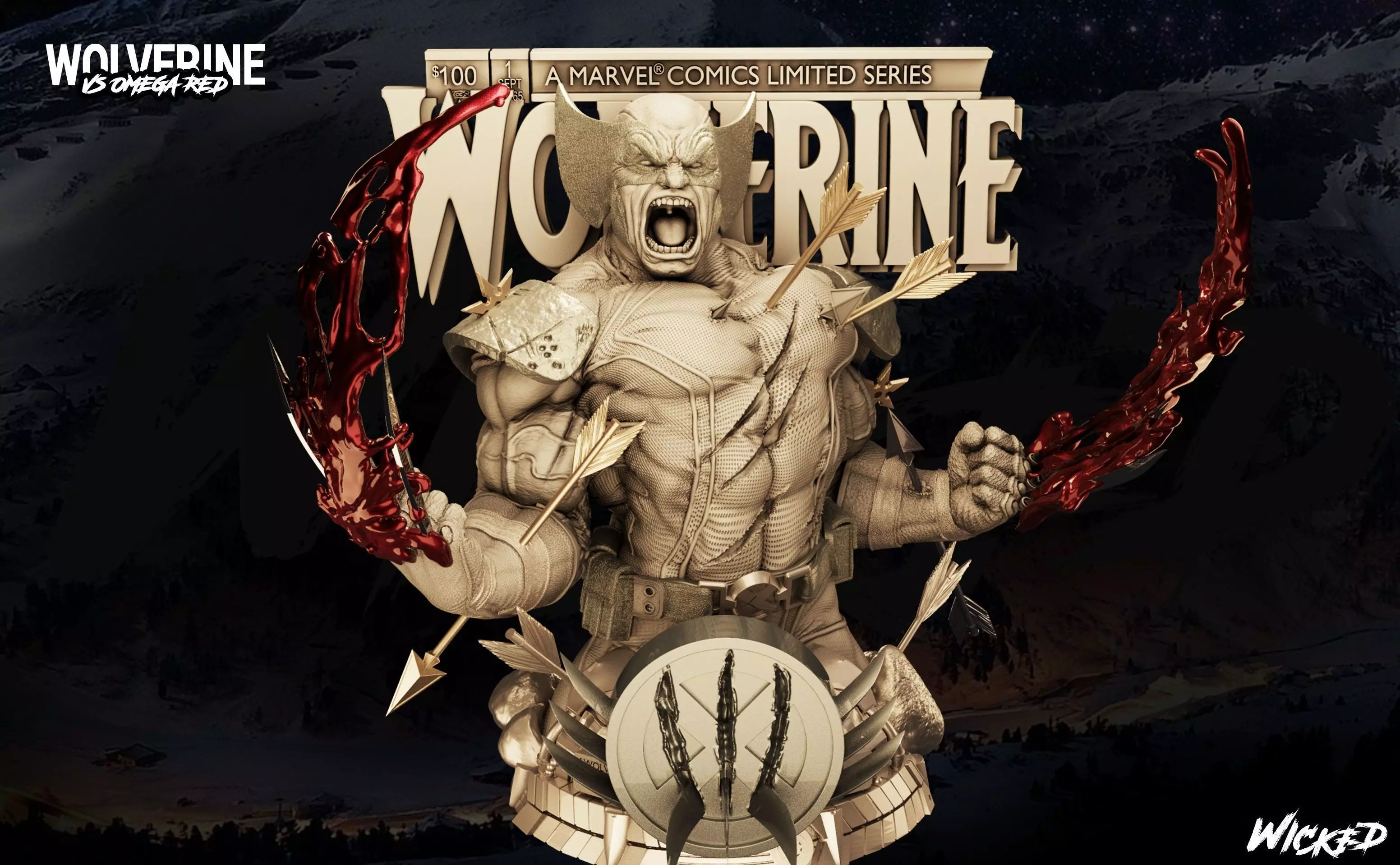 Wicked Marvel Wolverine Bust 3D print model 3D print model