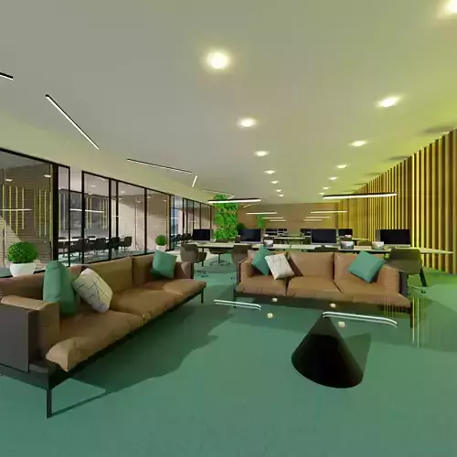 Modern Office with Meeting Rooms and Lounges 3D model