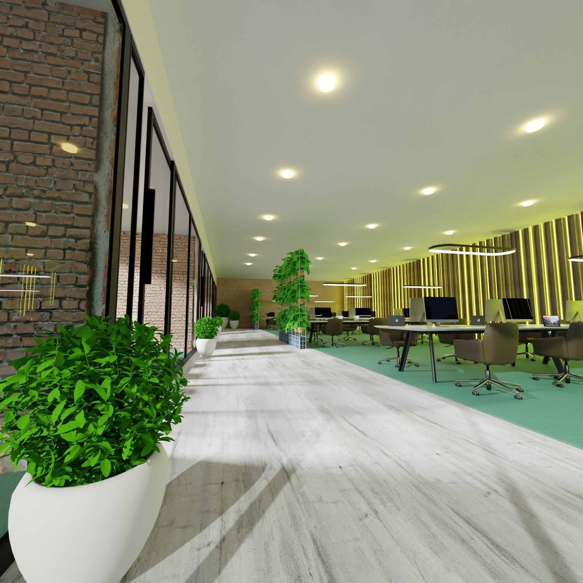 Modern Office with Meeting Rooms and Lounges 3D model_1