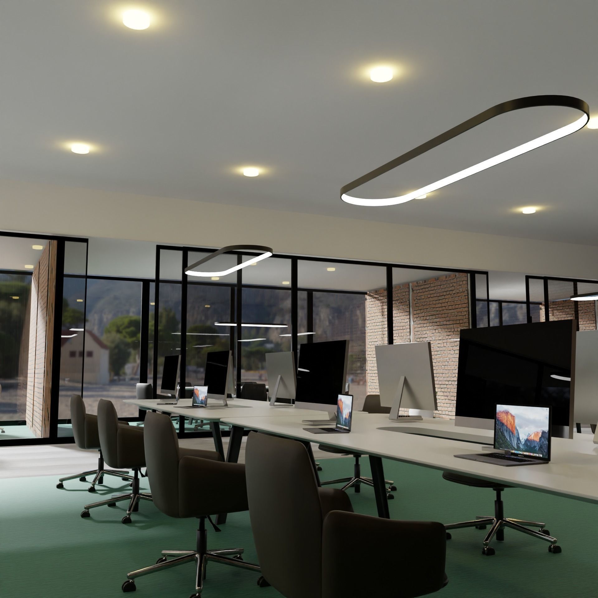 Modern Office with Meeting Rooms and Lounges 3D model_2