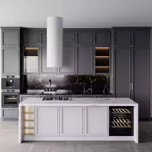 KItchen-neoclassic124 kitchen with cabinets and counter tops 3D model