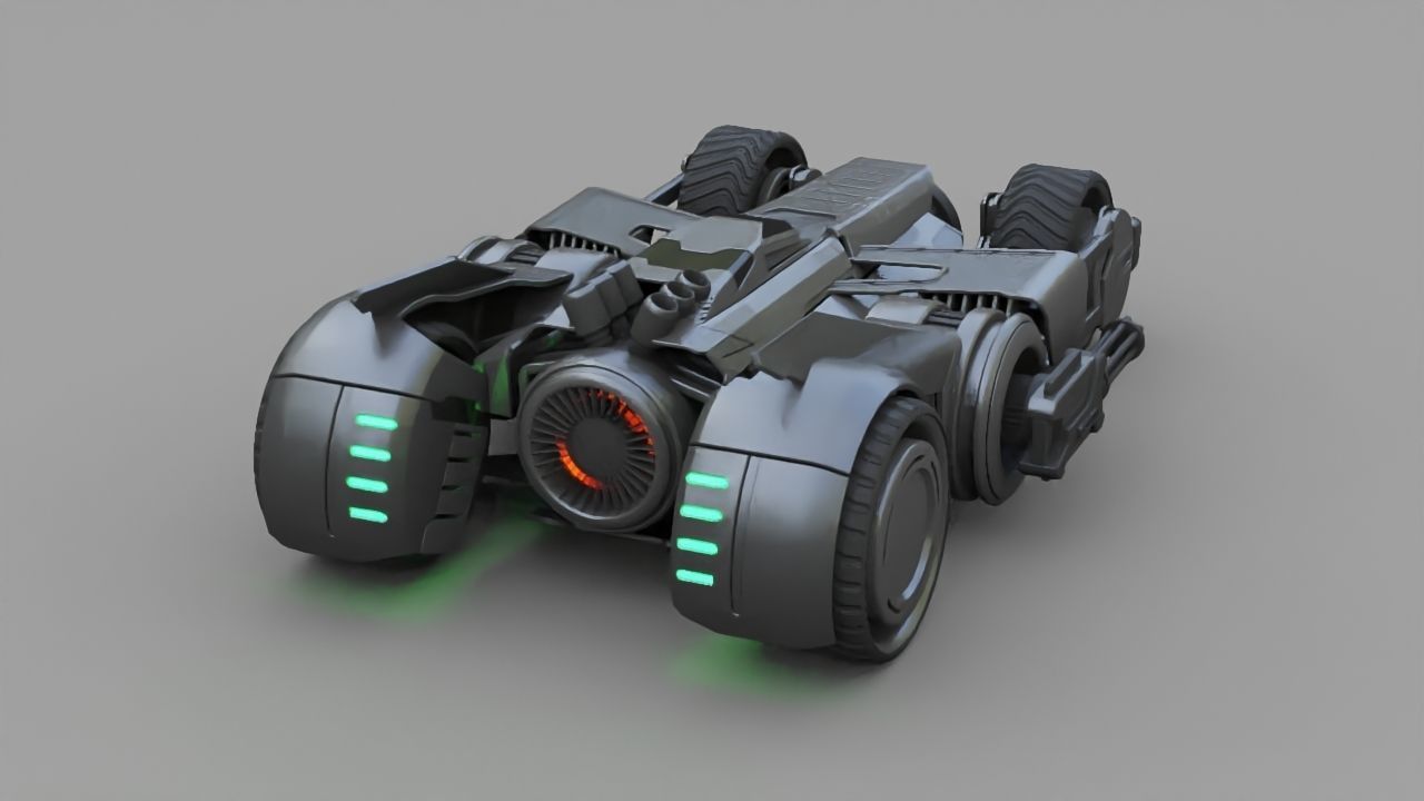 Bat mobile concept   rigged vehicle 3D model_2