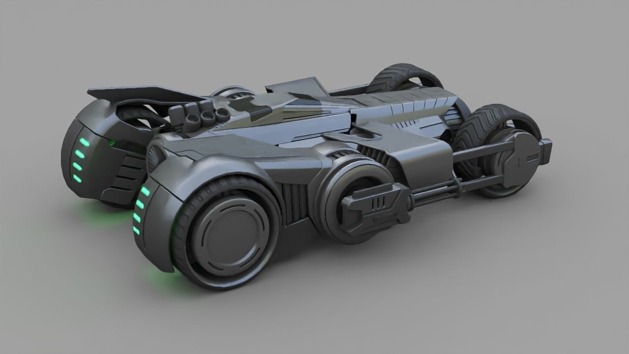 Bat mobile concept   rigged vehicle 3D model_6