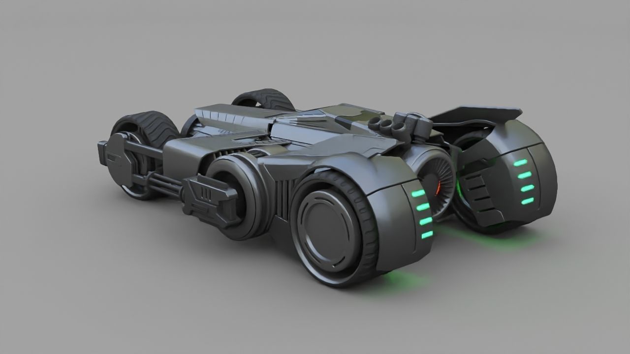 Bat mobile concept   rigged vehicle 3D model_3