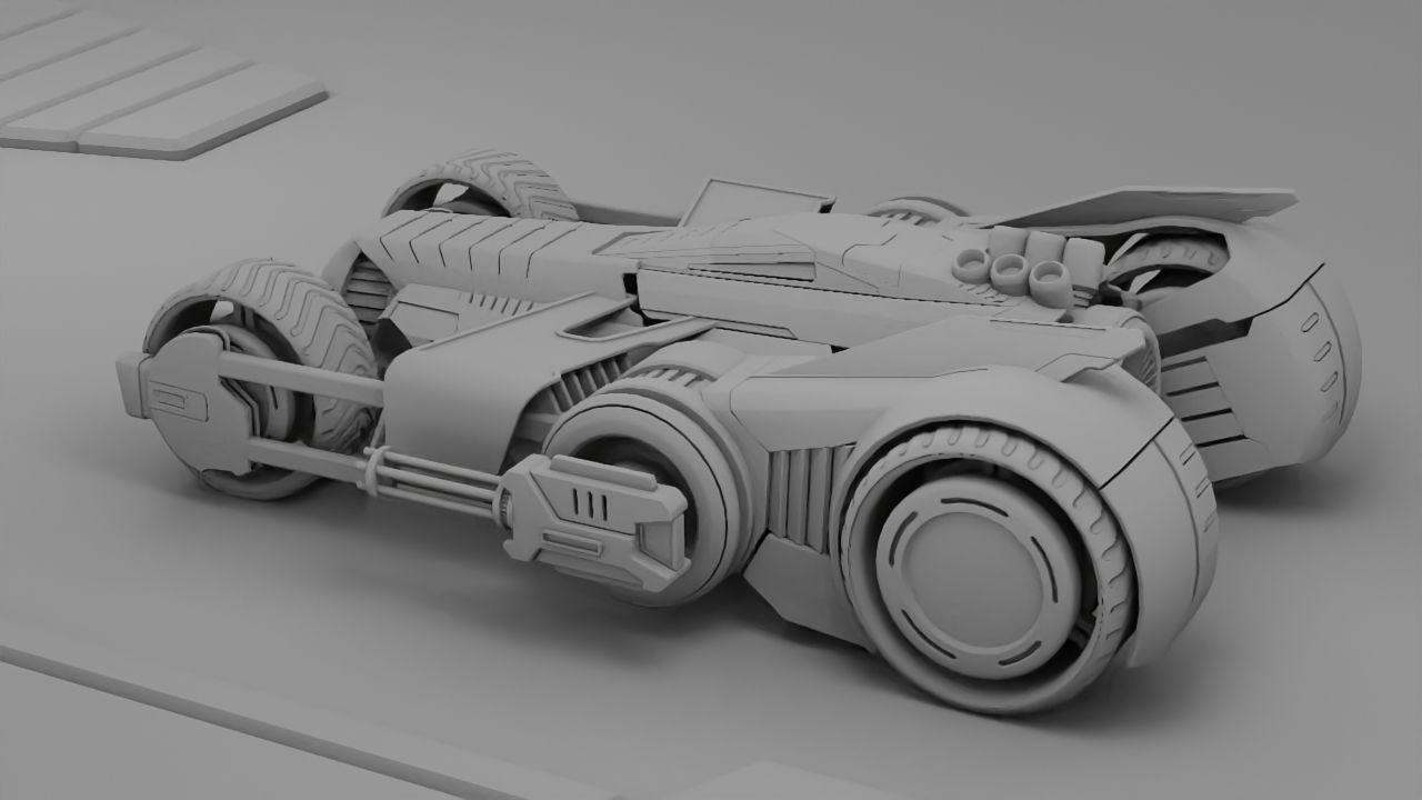 Bat mobile concept   rigged vehicle 3D model_7