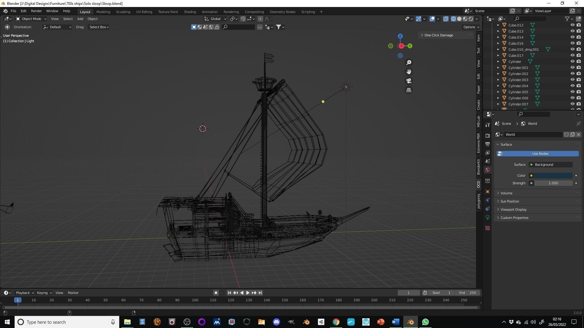 Sloop pirate ship Low-poly 3D model_2