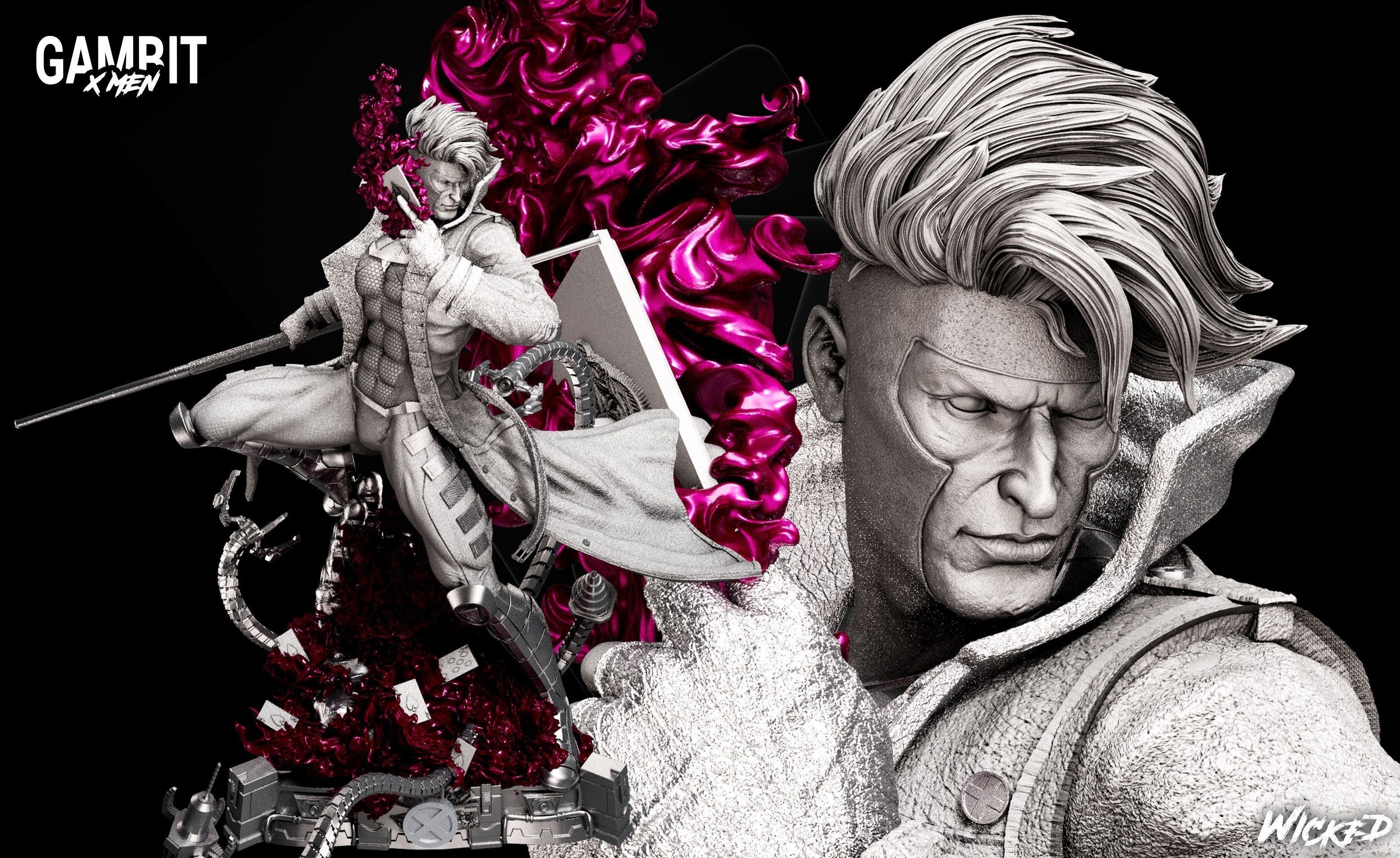 Wicked Marvel Gambit Sculpture 3D print model 3D print model_5