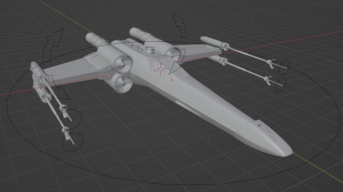 X-Wing T-65 Star Wars -Rigged- Low-poly 3D model_11