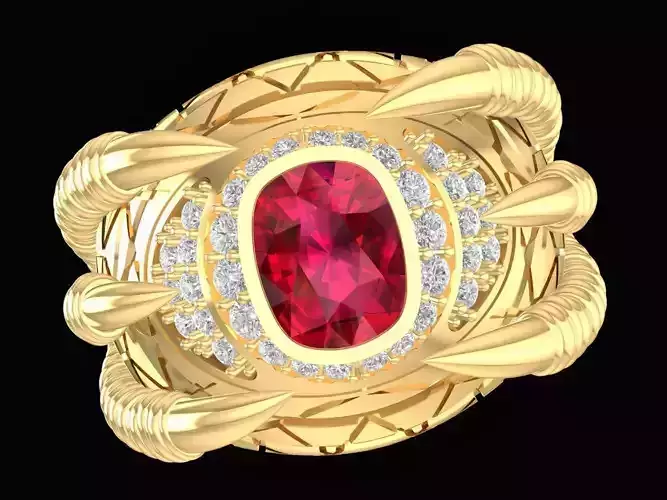 lucky diamond Dragon eye and claw ring 3201