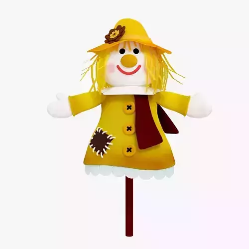 Scarecrow on stick 3D model