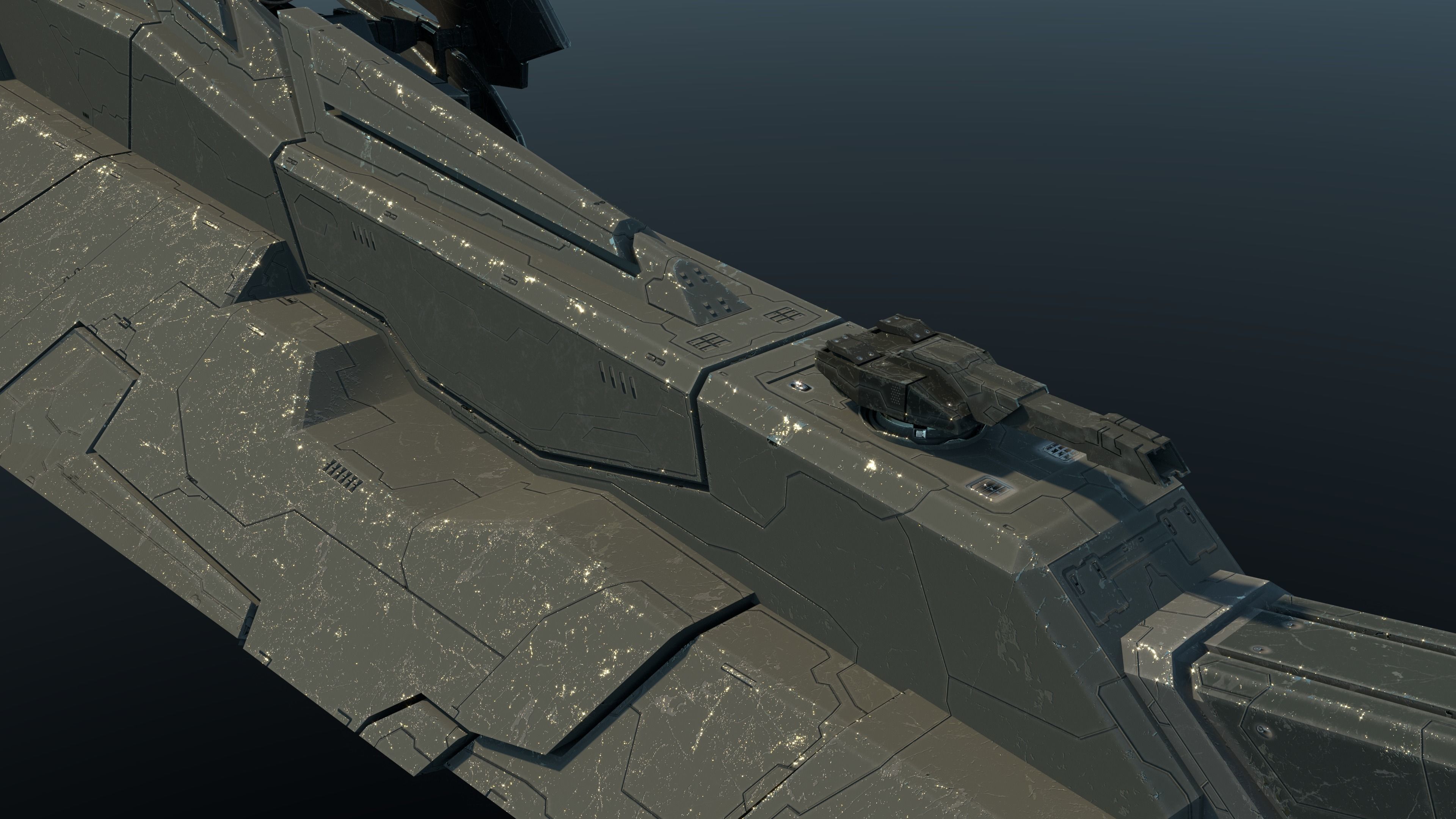 Spaceship  SS-01 SS Class Frigate Ship 3D model_5