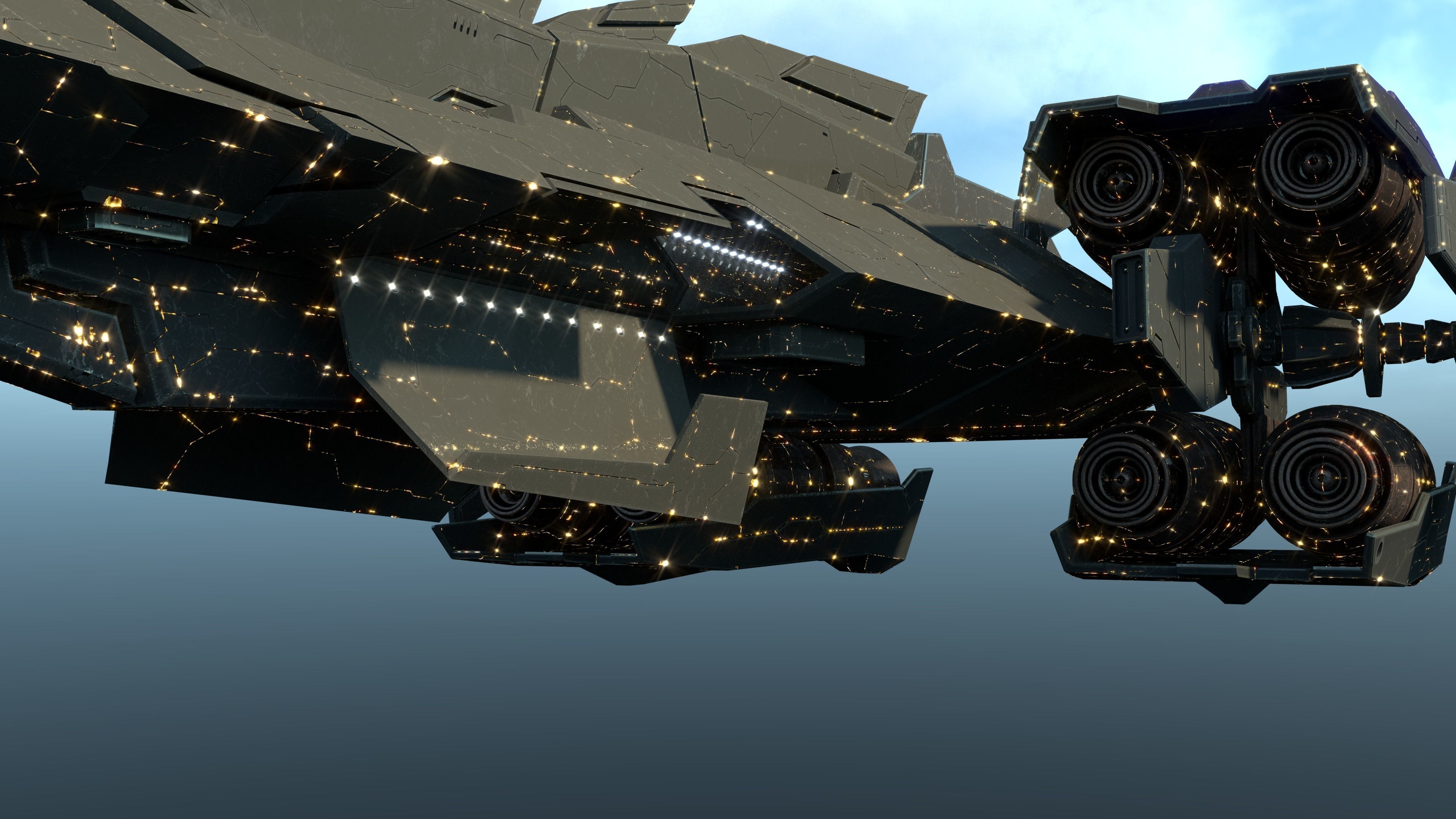 Spaceship  SS-01 SS Class Frigate Ship 3D model_10