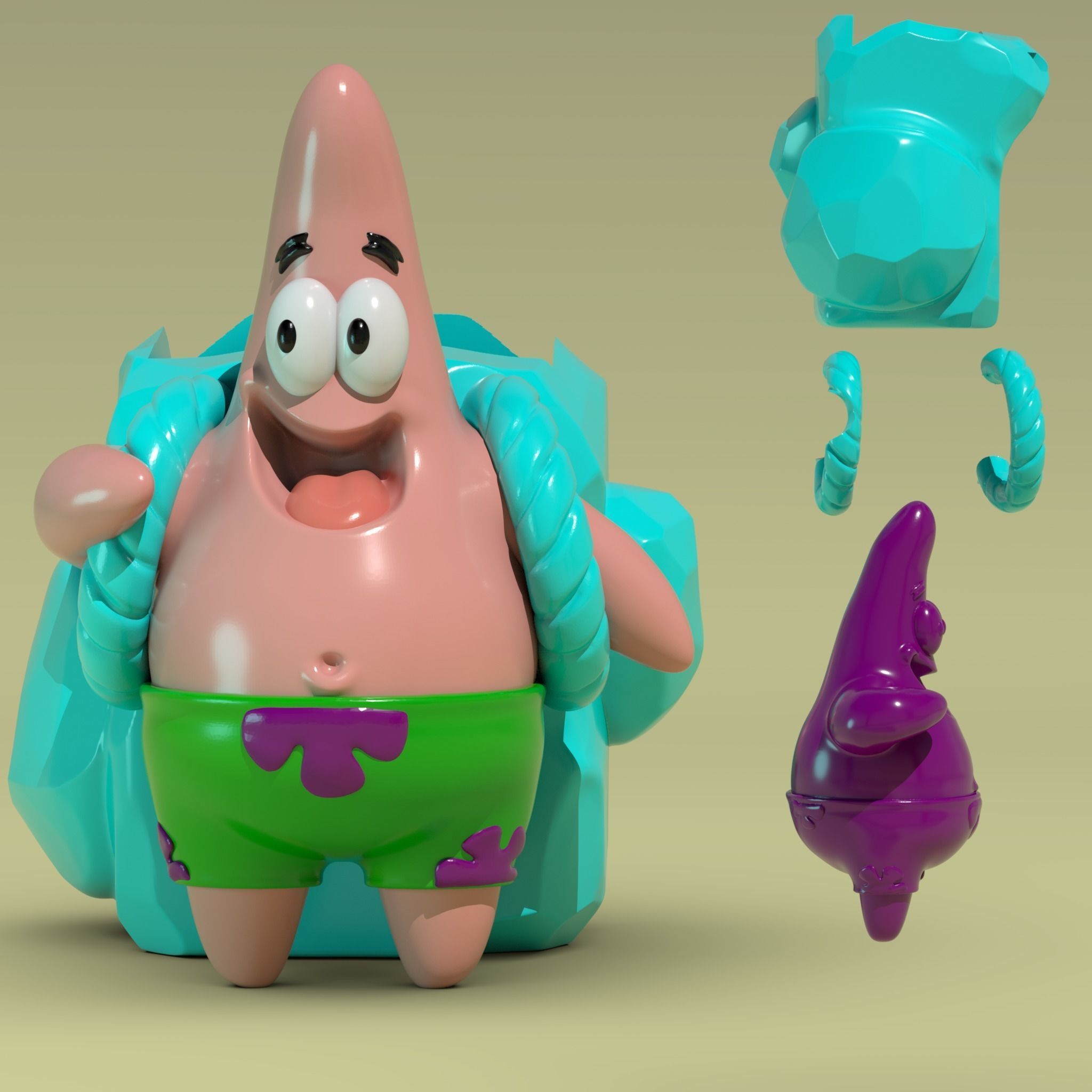 Patricio porta esponja 3D print model_2