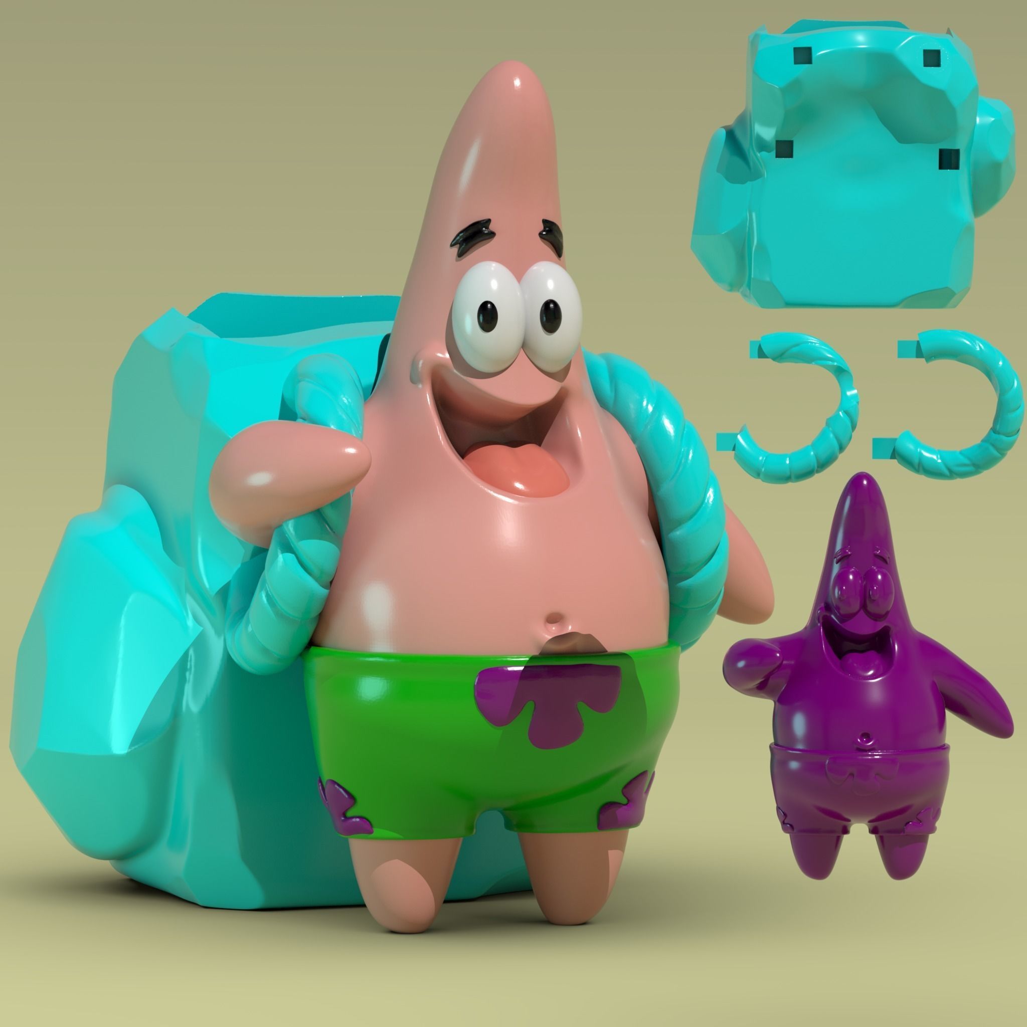 Patricio porta esponja 3D print model_1