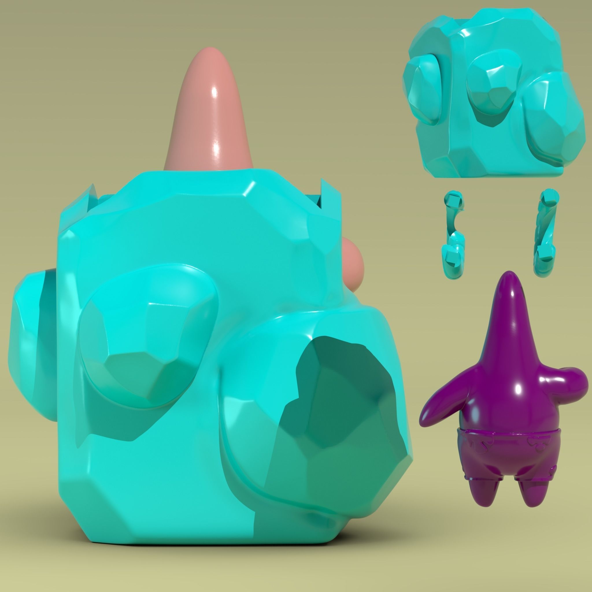 Patricio porta esponja 3D print model_3