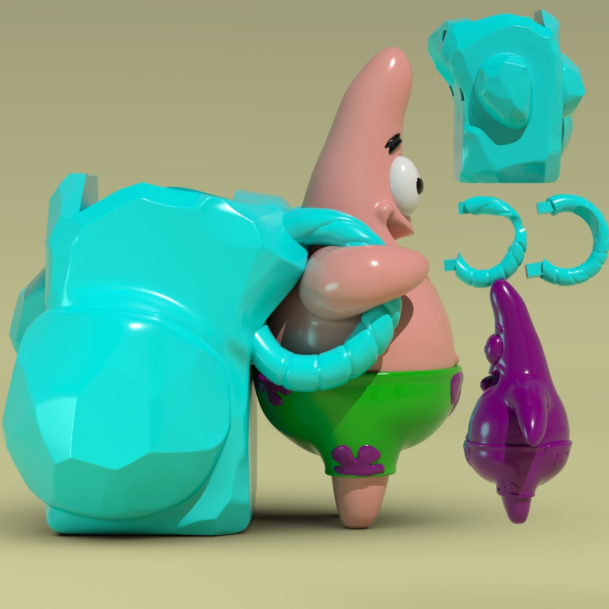 Patricio porta esponja 3D print model_4