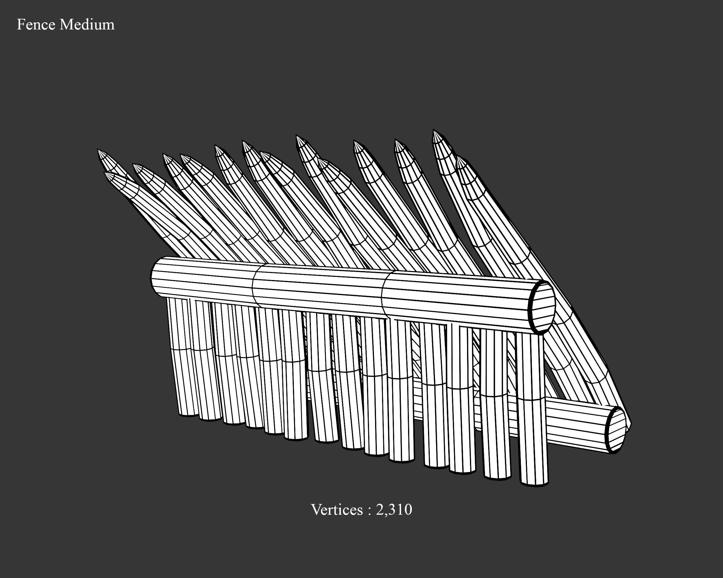 Medieval Defense Spike Fence Low-poly 3D model_11