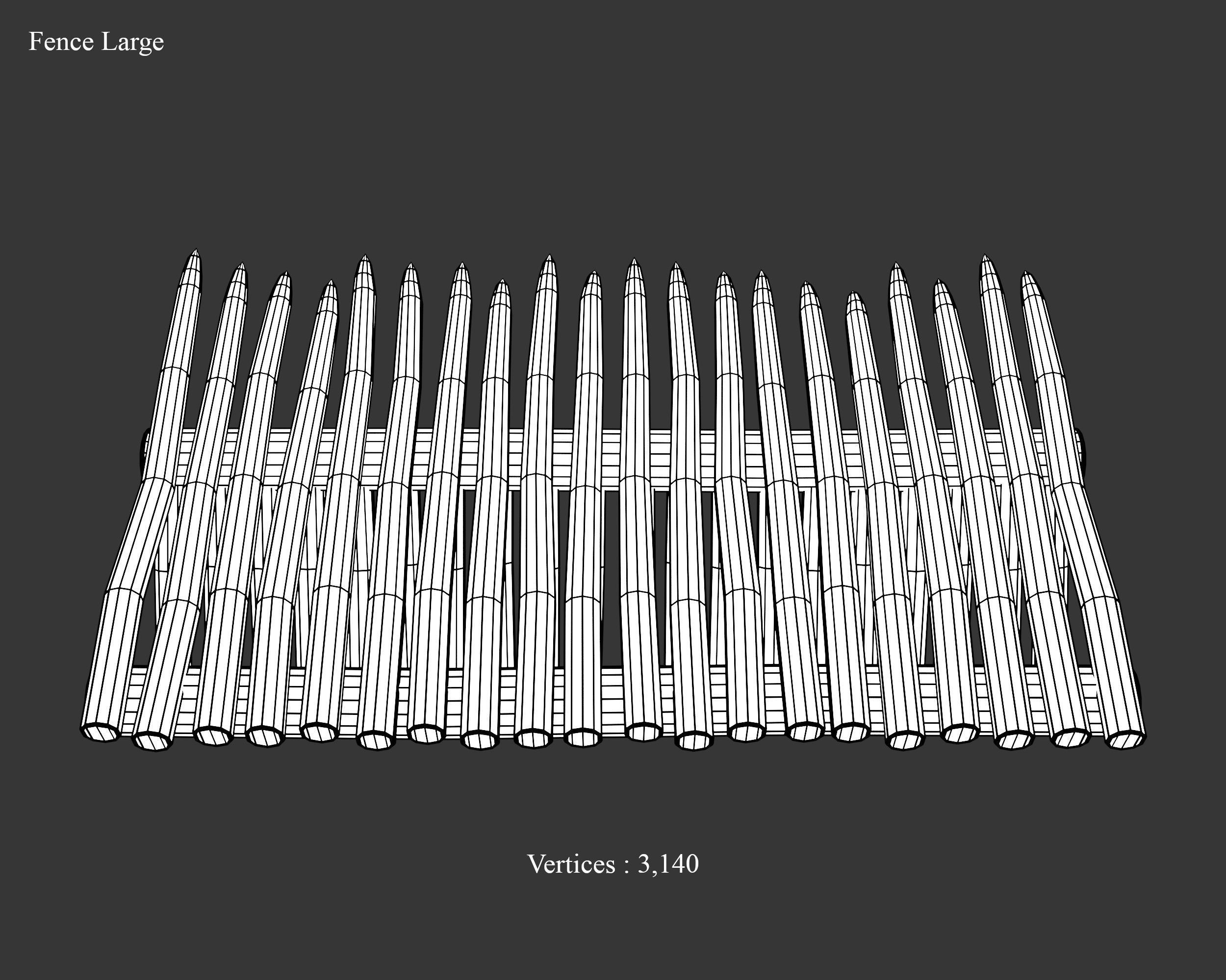 Medieval Defense Spike Fence Low-poly 3D model_8