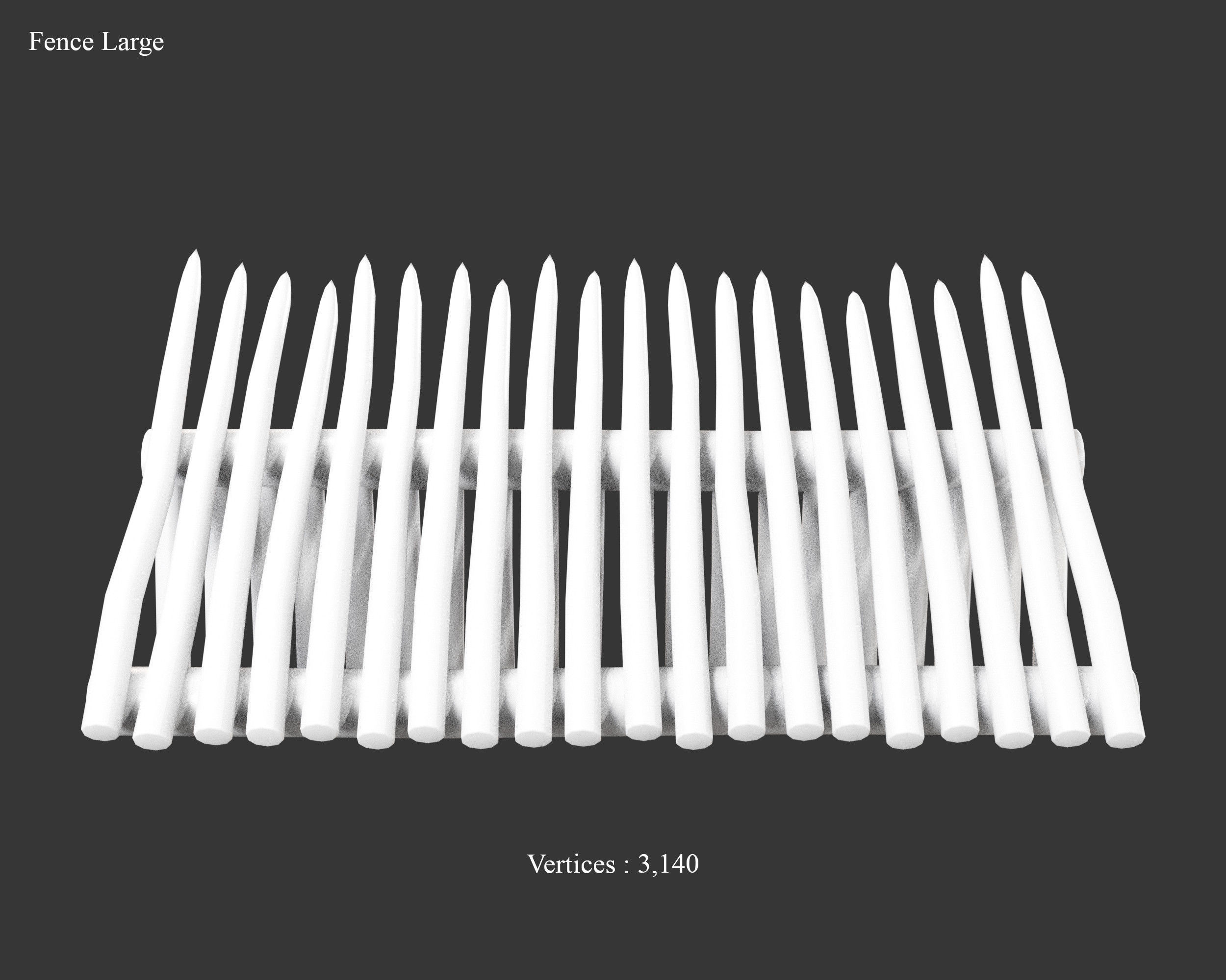 Medieval Defense Spike Fence Low-poly 3D model_7