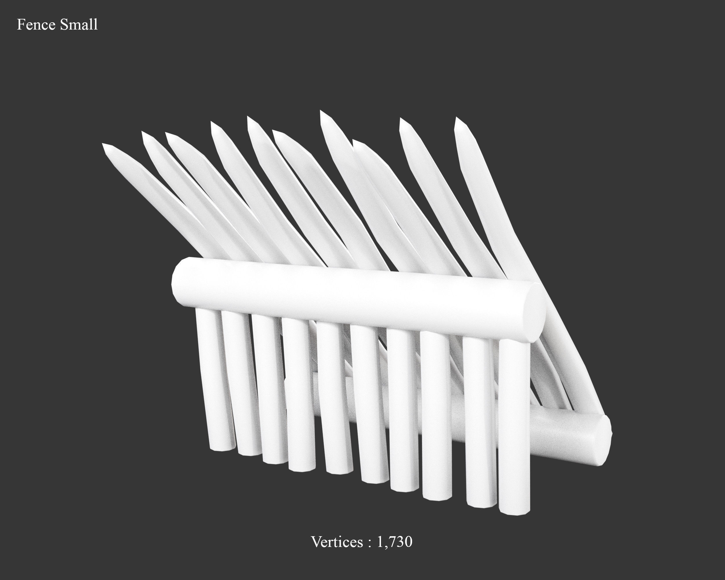 Medieval Defense Spike Fence Low-poly 3D model_16
