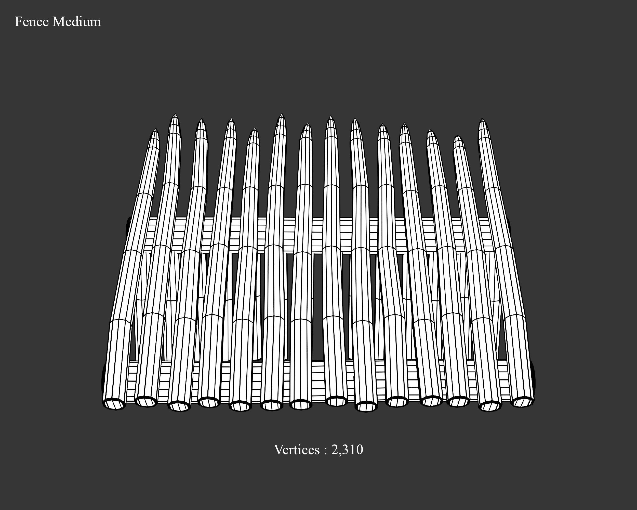 Medieval Defense Spike Fence Low-poly 3D model_14