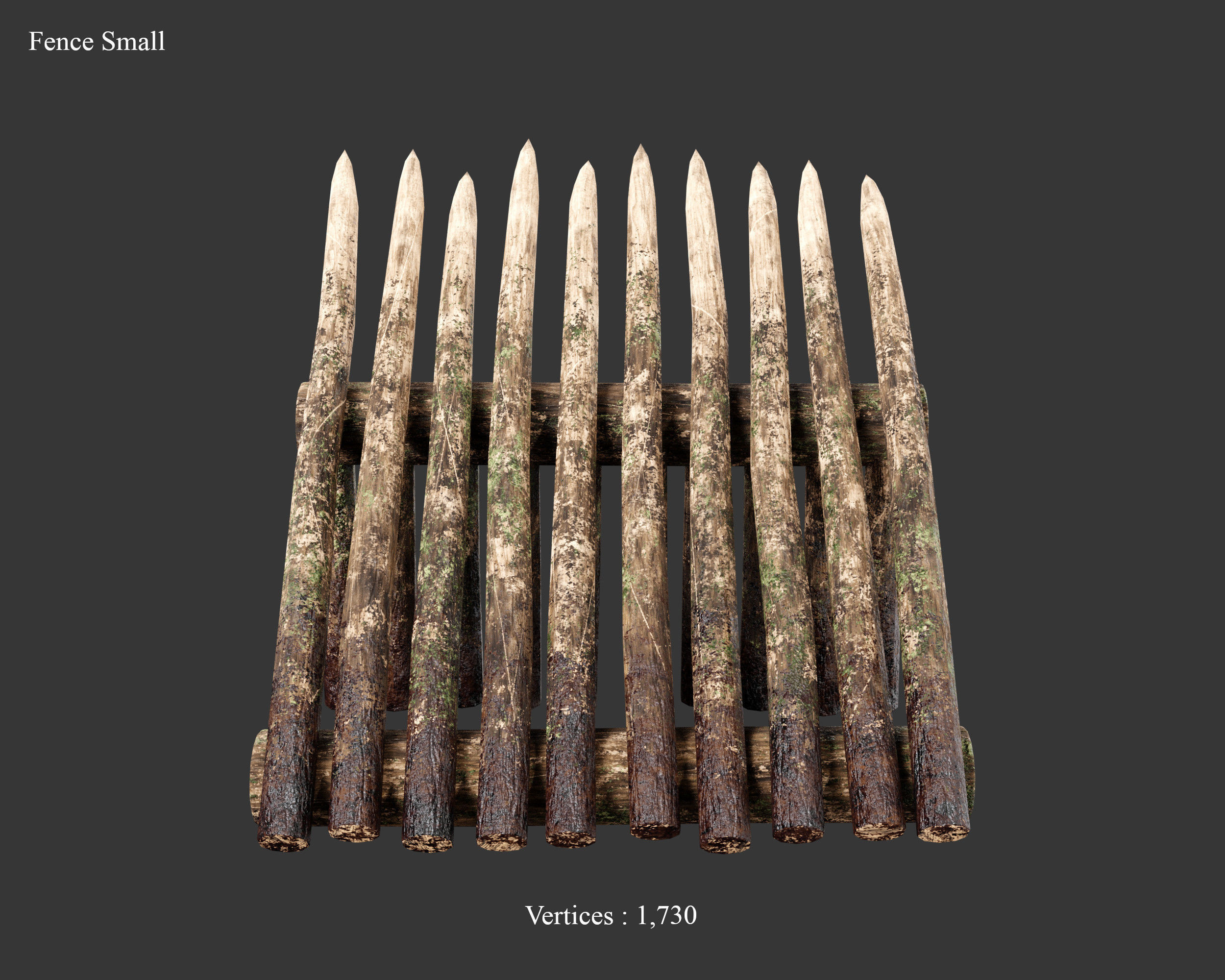 Medieval Defense Spike Fence Low-poly 3D model_18