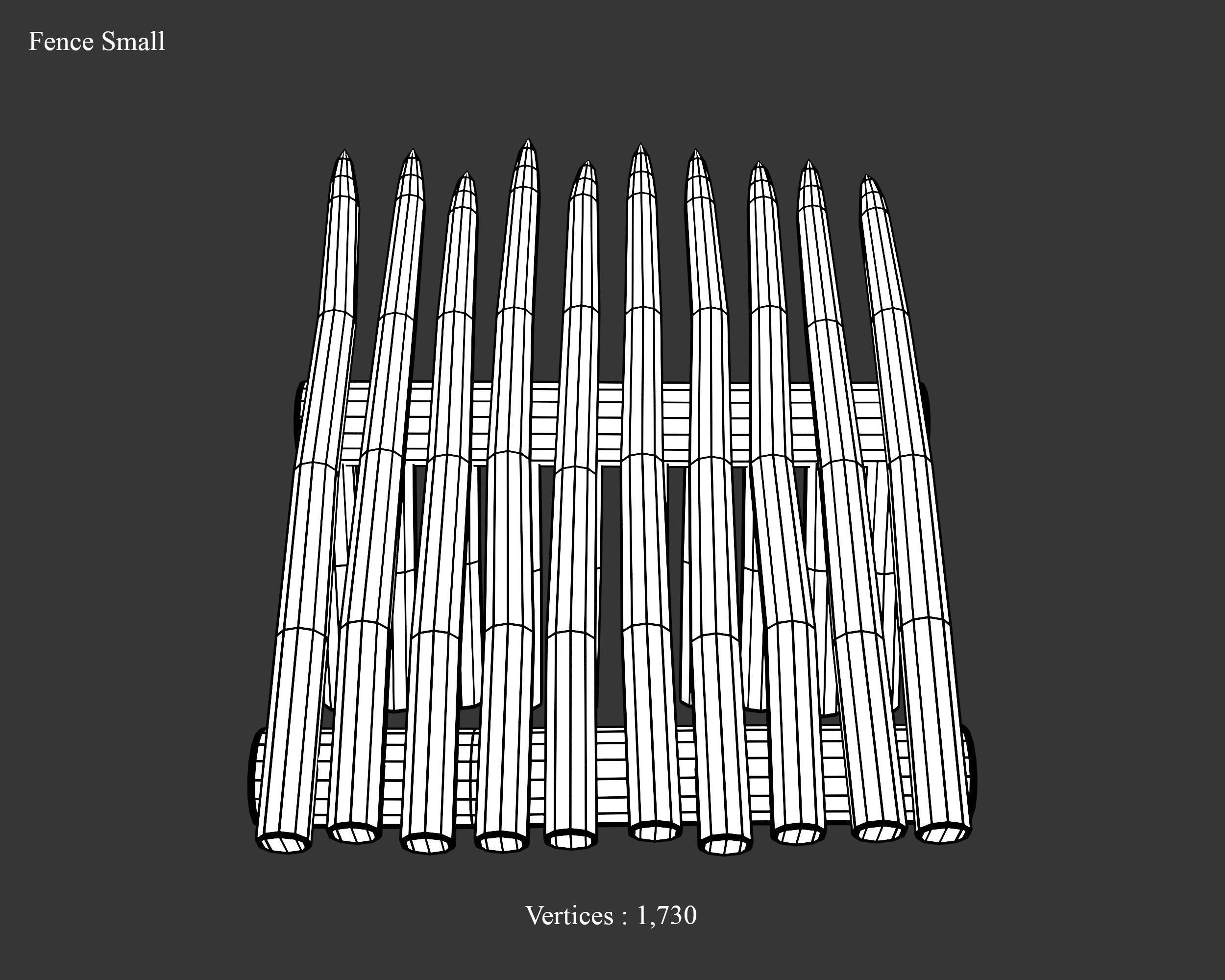 Medieval Defense Spike Fence Low-poly 3D model_20