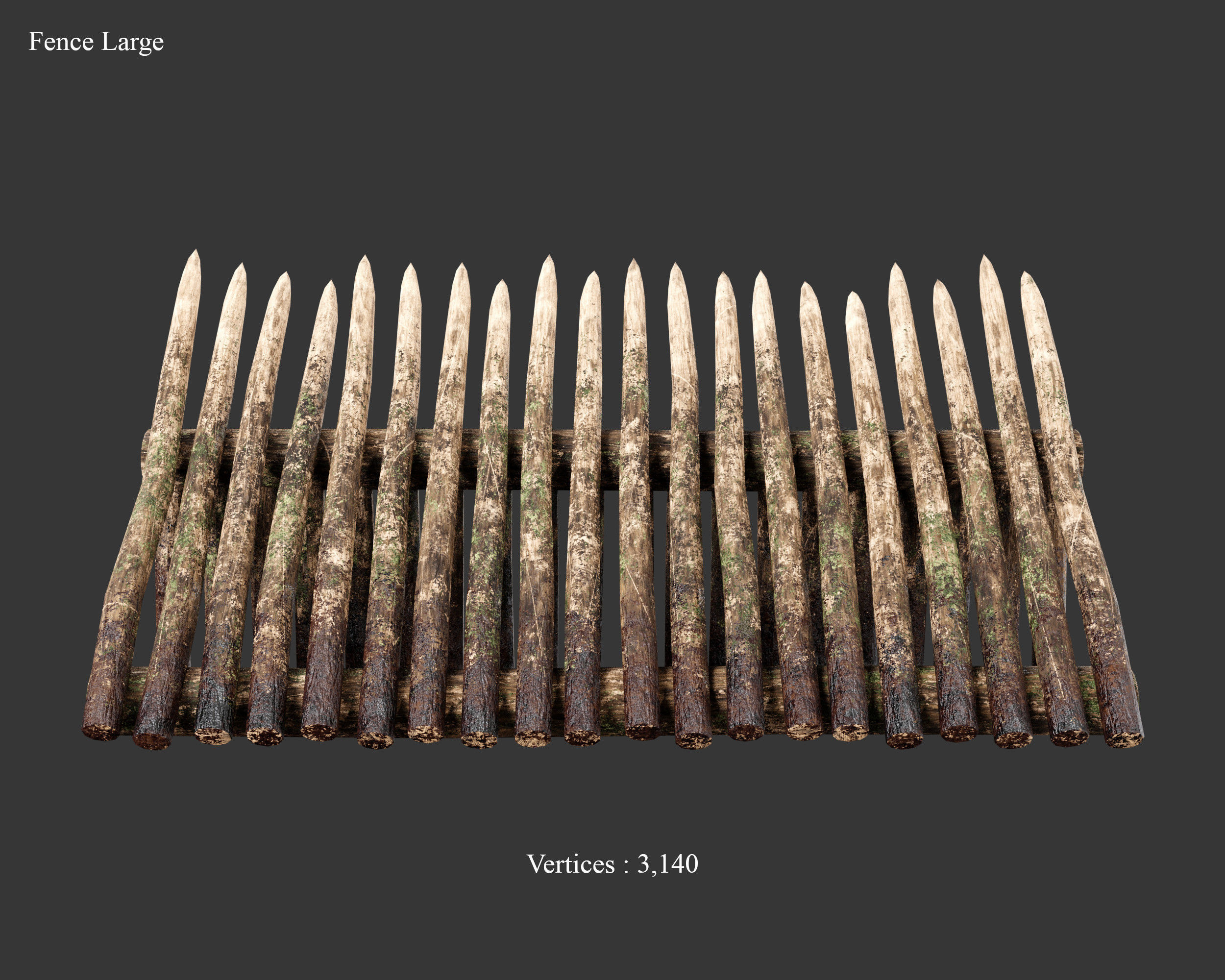 Medieval Defense Spike Fence Low-poly 3D model_6
