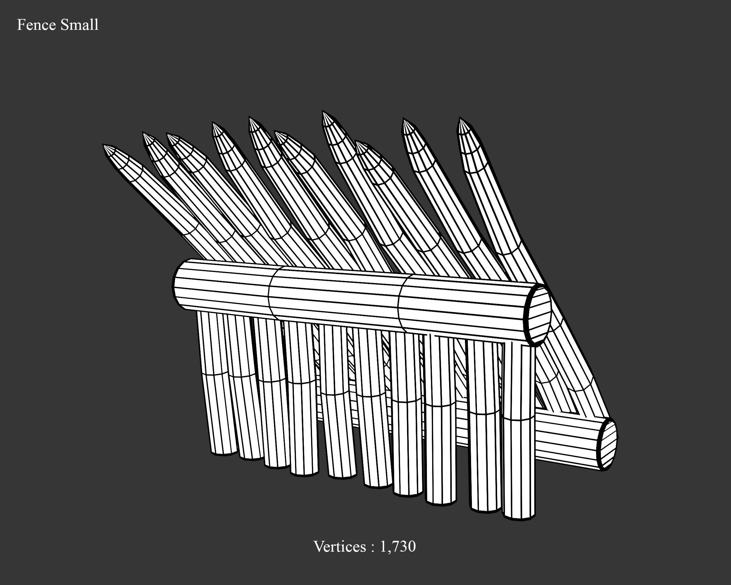 Medieval Defense Spike Fence Low-poly 3D model_17
