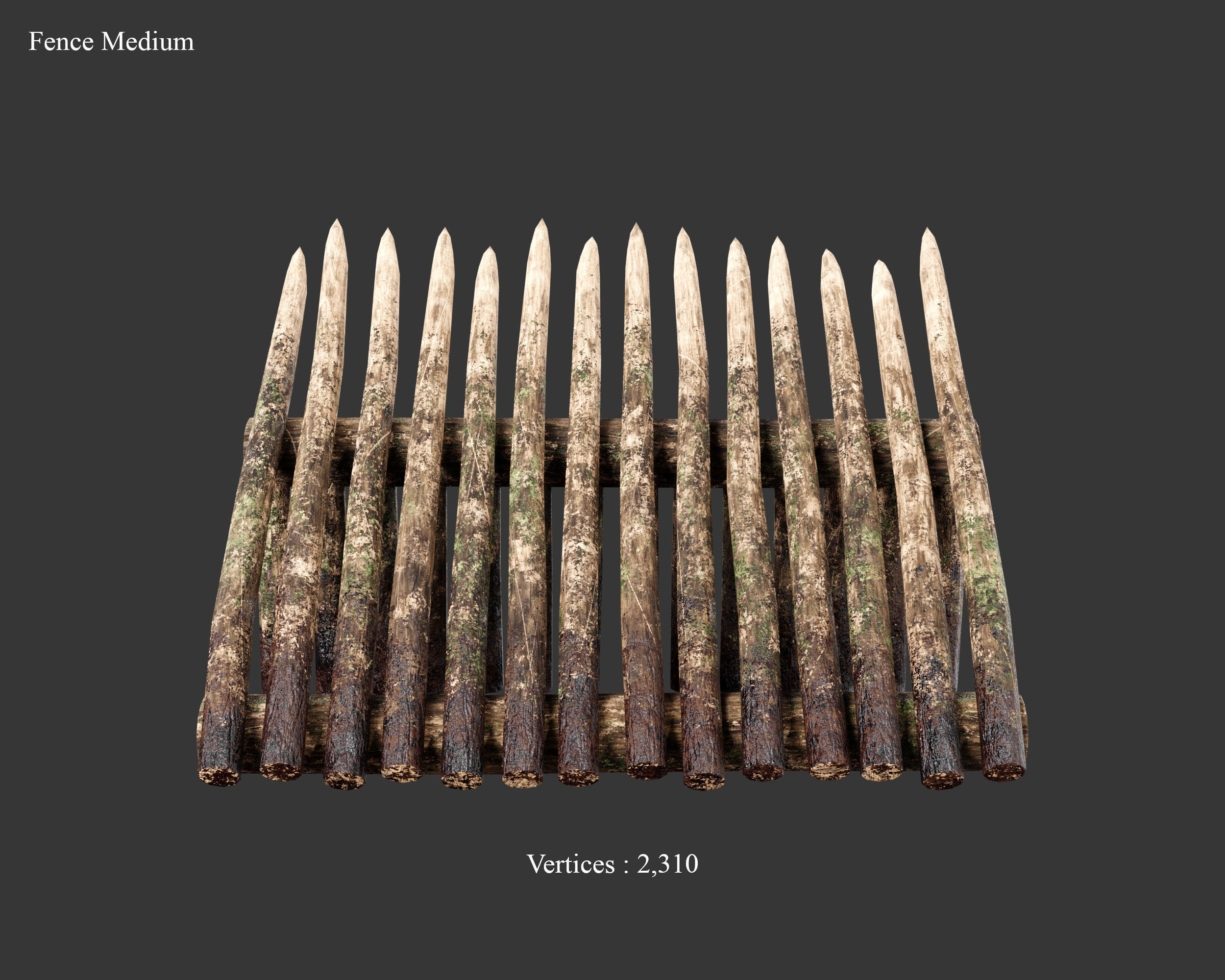 Medieval Defense Spike Fence Low-poly 3D model_12