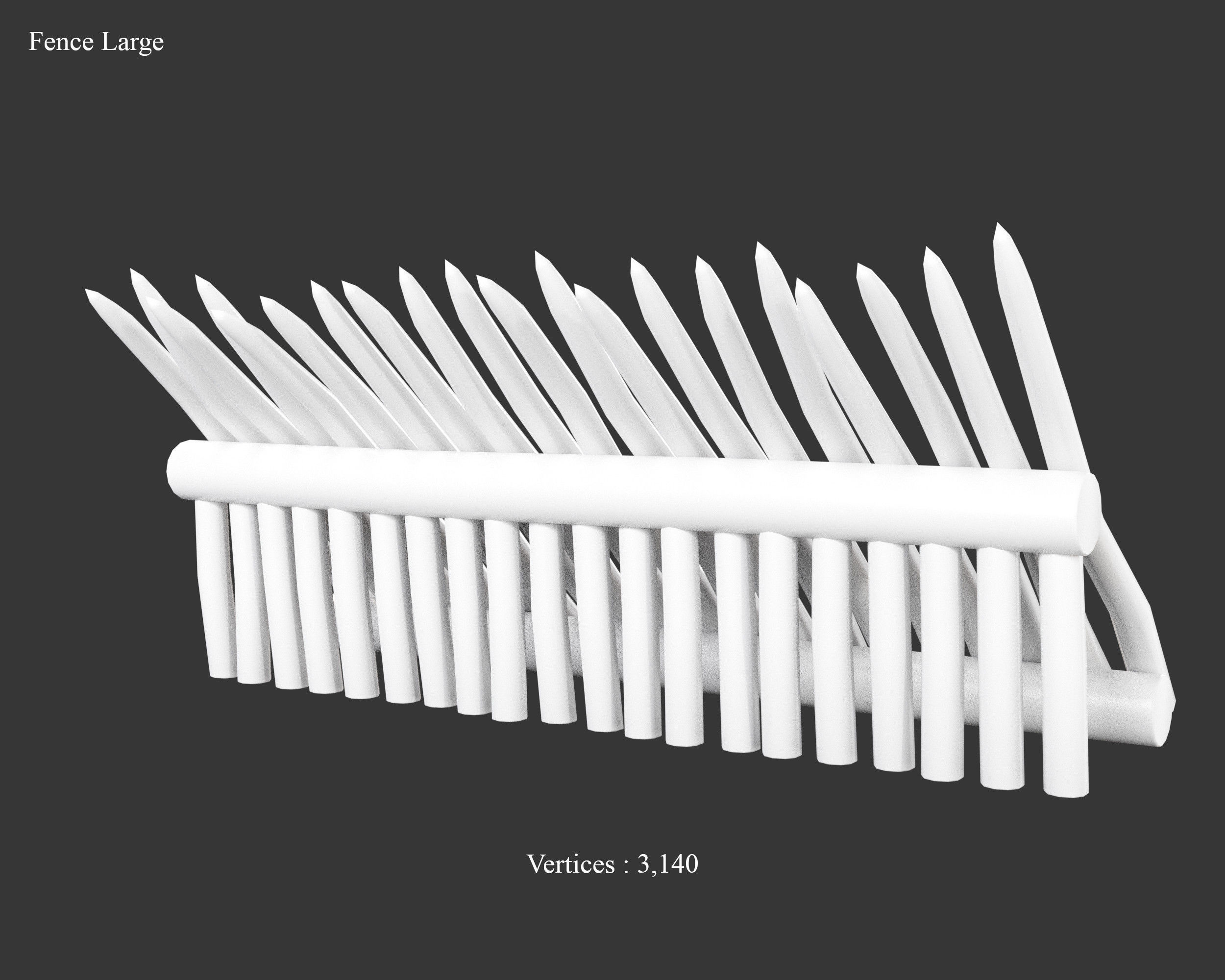 Medieval Defense Spike Fence Low-poly 3D model_4