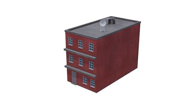 Neighborhood building Low-poly 3D model 4