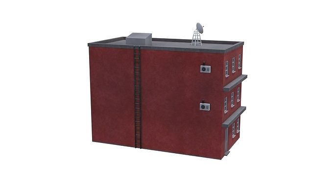 Neighborhood building Low-poly 3D model 7