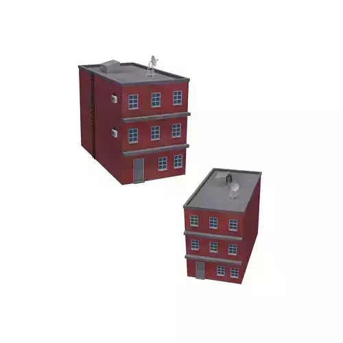 Neighborhood building Low-poly 3D model