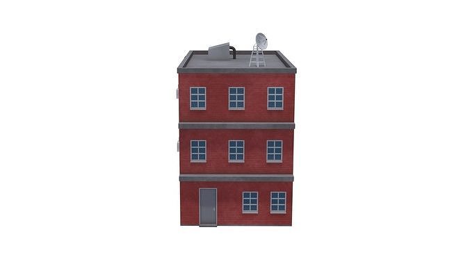 Neighborhood building Low-poly 3D model 6