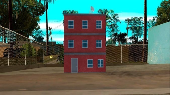 Neighborhood building Low-poly 3D model 2