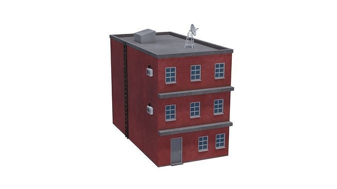 Neighborhood building Low-poly 3D model 3