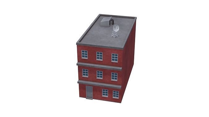 Neighborhood building Low-poly 3D model 5