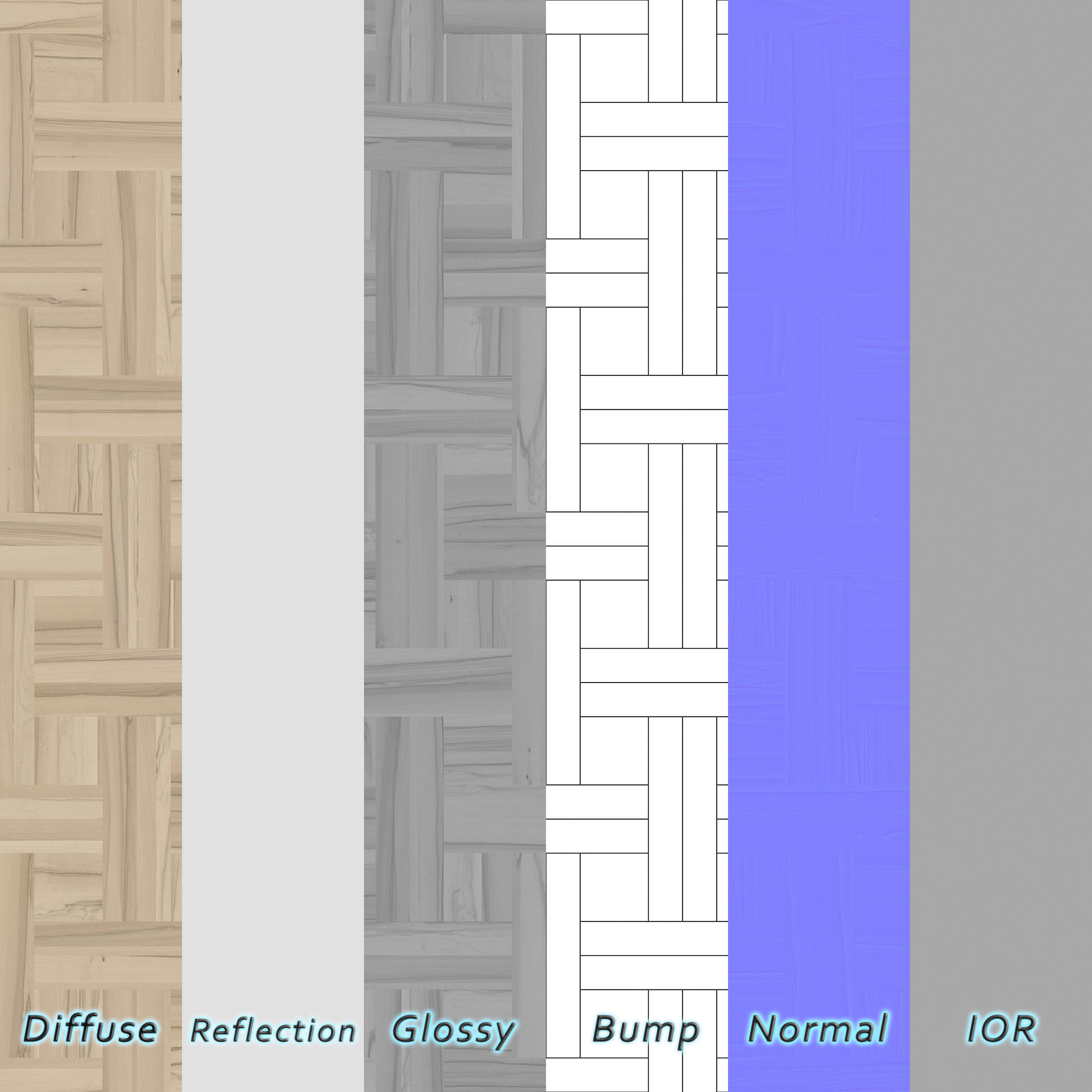 Parquet - Laminate - Wooden floor 4 in 1 3D model_7