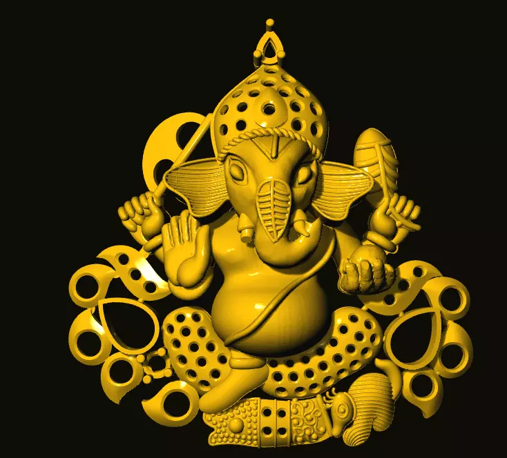 ganesh golden statue of ganesha 3D print model_0