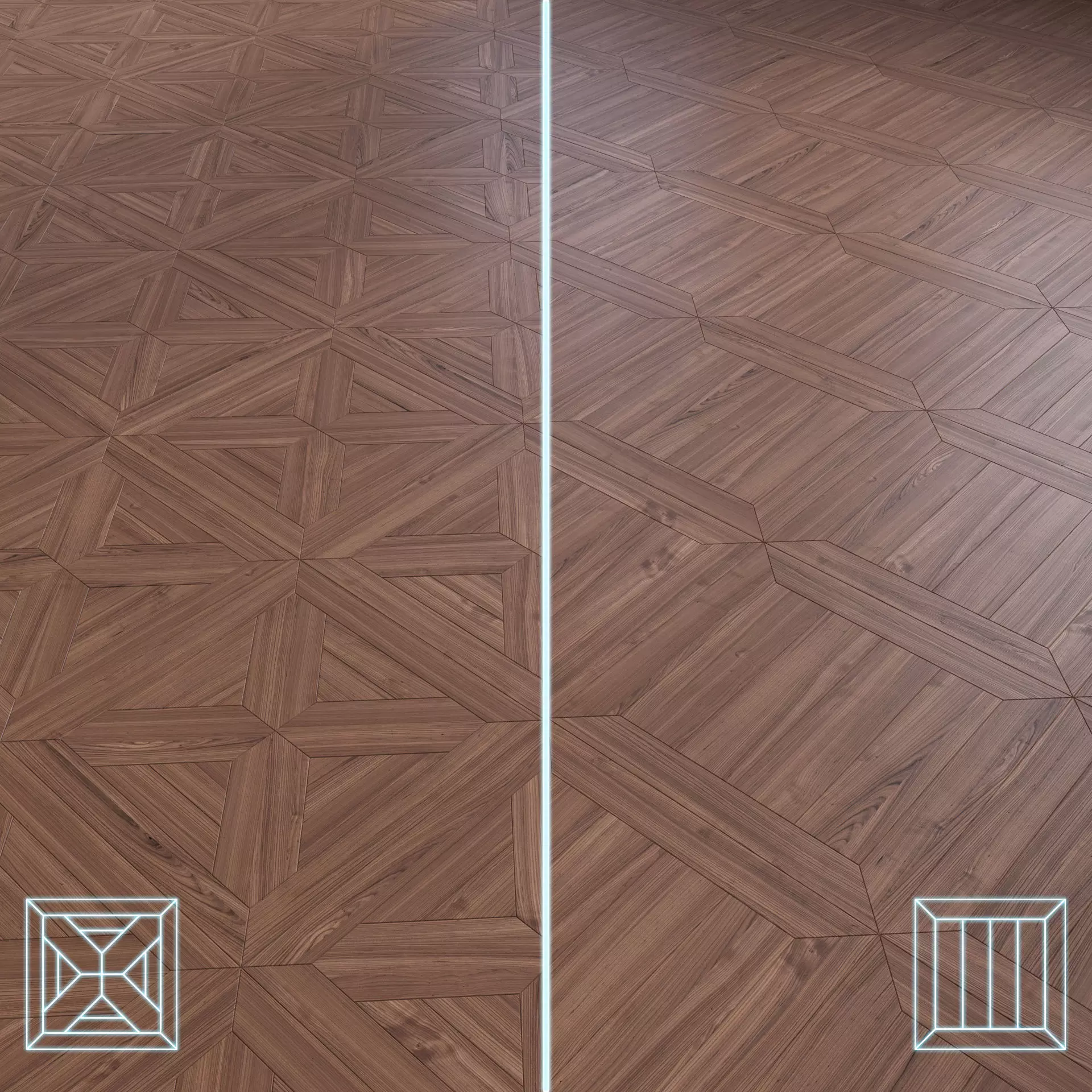 Parquet - Laminate - Wooden floor 2 in 1 Low-poly 3D model_0