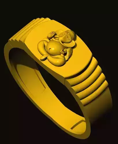 ganesh gold ring with monkey